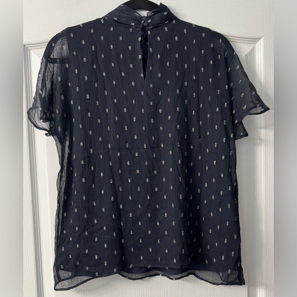 Ann Taylor Petite Metallic Designed Blouse with a Bow - Picture 6 of 9
